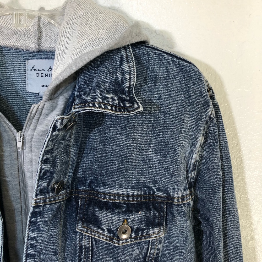 Denim Jacket with Hood. Size Small - Picture 2 of 6